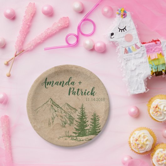 シーニックマウンテン結婚レンジの紙プレート ペーパープレート (パーティー)