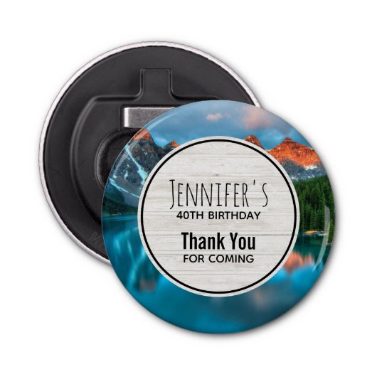 シーニックマウンテン&レイクフォト誕生日 栓抜き (正面)