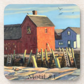 シーニックモチーフ#1ロックポート魚釣りシャック コースター (正面)