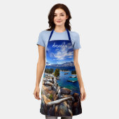 シーニックレイクタホカリフォルニアブルーウォーターランドスケープ エプロン (着用した状態)