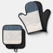 シーネイビーブルーホワイトストライプズ 鍋つかみ&鍋敷きセット (正面/裏面)