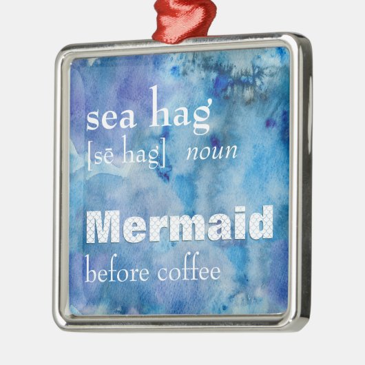 シーハグの定義 |コーヒーおもしろい前の人魚 メタルオーナメント (左)