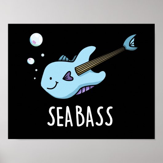 シーバスキおもしろいターギターフィッシュプンダークBG ポスター (正面)