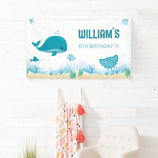 シーバナーの下に海誕生日バナー 横断幕 (インサイチュ)