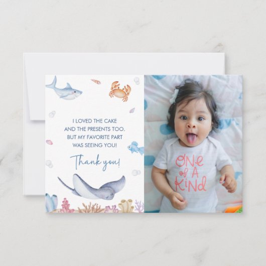 シーバースデーパーティーのサンキューカード 招待状 (正面)