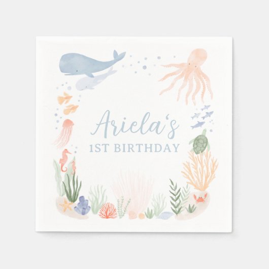 シーバースデーパーティーの下で スタンダードカクテルナプキン (正面)