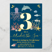 シーバースデーパーティーの下で 箔招待状 (正面)