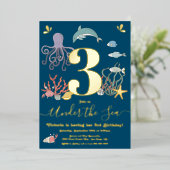 シーバースデーパーティーの下で 箔招待状 (立ち正面)