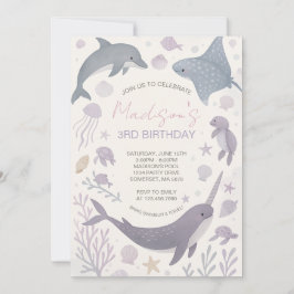 シーバースデーパーティーの下の女の子 招待状