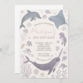 シーバースデーパーティーの下の女の子 招待状 (正面/裏面)