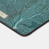 シーバードボタニカルヘロンフィッシュクラゲティール(緑がかった色)ブルー デスクマット (コーナー)