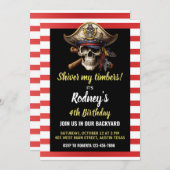 シーバーマイティンバーズパイレーツテーマ誕生日招待状 招待状 (正面/裏面)