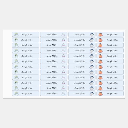 シーパイレーツ気に子供部屋デイネーム衣類 ラベル (シート)