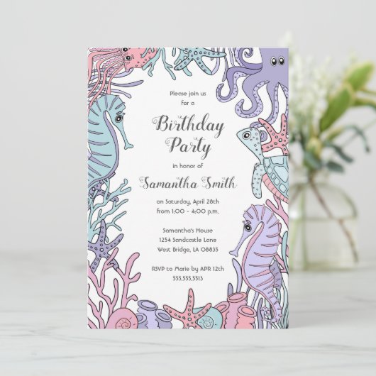 シーパステル誕生日パーティーの招待の下 招待状 (スタンド正面)