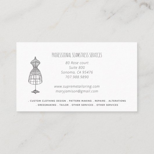 シーパステーラーヴィンテージドレス型枠名刺 名刺 (裏面)