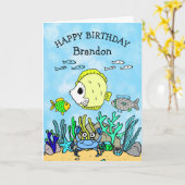 シーパーソナライズされたクリージャーボーイ誕生日 カード (黄色い花)