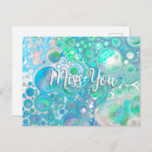 シーパーソナライズされたグラスブルーとグリーン恋しく思ユー ポストカード (正面/裏面)