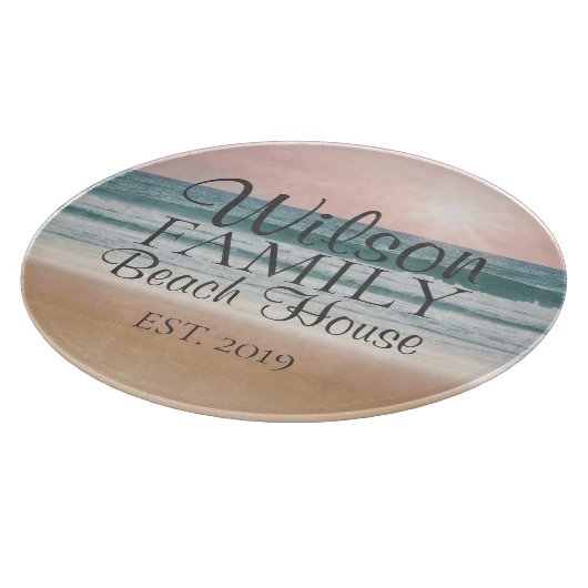 シーパーソナライズされたサイドビーチハウス カッティングボード (角)