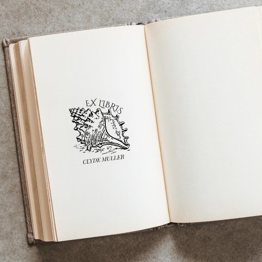 シーパーソナライズされたシェルEx天秤座蔵書票 ラバースタンプ