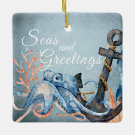 シーパーソナライズされたズ&グリーティングタコビーチ セラミックオーナメント