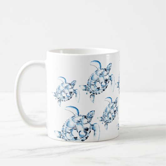 シーパーソナライズされたタートルビーチテーマ コーヒーマグカップ (左)