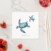 シーパーソナライズされたタートルビーチ結婚式 スタンダードカクテルナプキン (インサイチュ)