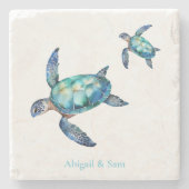 シーパーソナライズされたタートルビーチ ストーンコースター (正面)