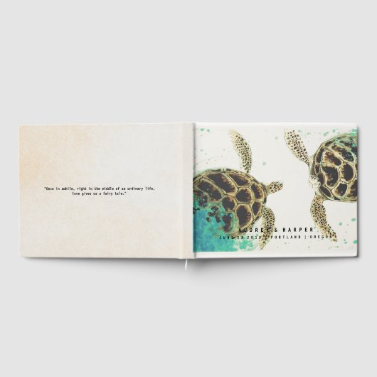 ©シーパーソナライズされたタートルラブ結婚ズゲストブック ゲストブック (全面)