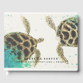 ©シーパーソナライズされたタートルラブ結婚ズゲストブック ゲストブック (正面)