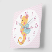 シーパーソナライズされたライフシーホース子供部屋時計 スクエア壁時計 (傾斜)