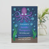 シーパープルタコ誕生日招待状 招待状 (スタンド正面)