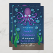 シーパープルタコ誕生日招待状 招待状 (正面/裏面)