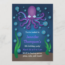 シーパープルタコ誕生日招待状 招待状