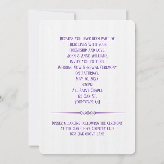 シーパープルブロッサム結婚式招待状 招待状 (裏面)