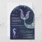 シーパープルマーメイドネイビーブライダルシャワー 招待状 (正面)