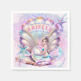 シーパープル&ティール(緑がかった色)マーメイド誕生日Bashの下 スタンダードカクテルナプキン