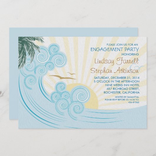 シーパームズビーチ婚約パーティ招待状 招待状 (正面/裏面)
