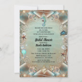 シーパールリボンブライダルシャワーで魅惑 招待状 (正面)