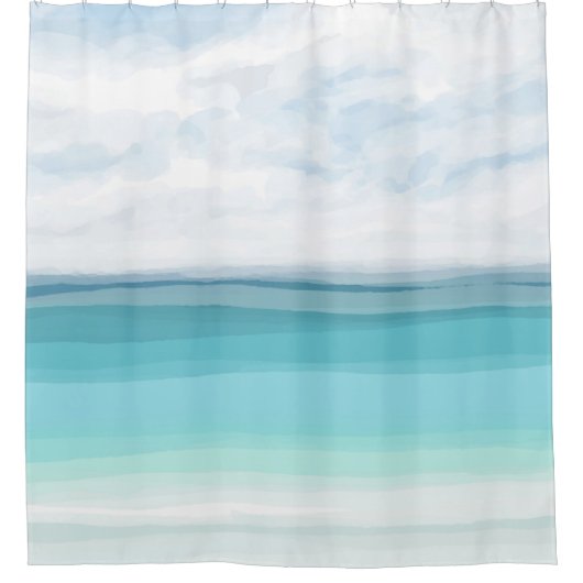 シービュー282ターコイズ海 シャワーカーテン (正面)
