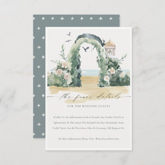 シービーチフローラアーチボタニカル結婚ズ詳細 エンクロージャーカード (正面/裏面)