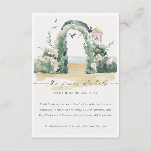 シービーチフローラアーチボタニカル結婚ズ詳細 エンクロージャーカード (正面)