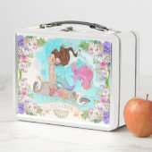 シーピンクと紫の人魚（ブルネット）の下 メタルランチボックス (インサイチュ)