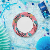 シーピンクの下の青いウミガメシダ ペーパープレート (パーティー)