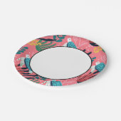 シーピンクの下の青いウミガメシダ ペーパープレート (アングル)