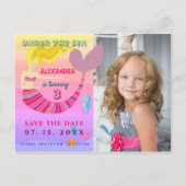 シーピンクの人魚の誕生日の下で日付を保存 案内ポストカード (正面)