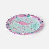 シーピンクの紫の赤ちゃん航海ののシャワーの下で ペーパープレート (アングル)