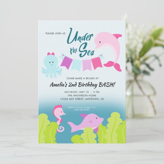 シーピンクドルフィンガールの誕生日パーティーの下 招待状 (スタンド正面)