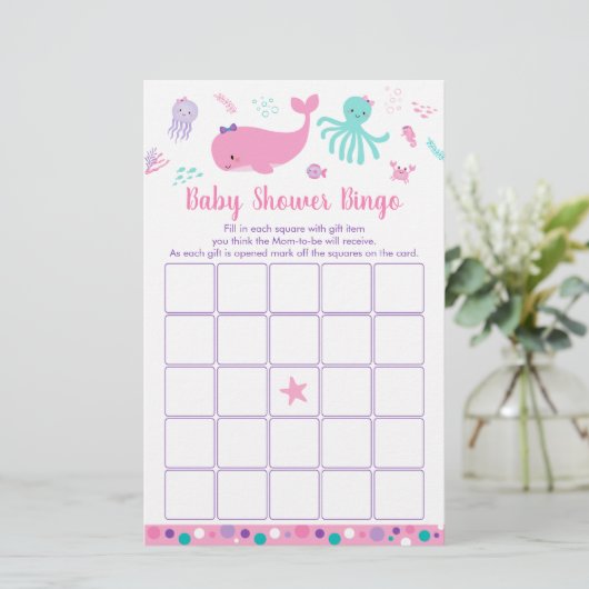 シーピンク紫の赤ちゃんシャワービンゴゲームの下 (スタンド正面)