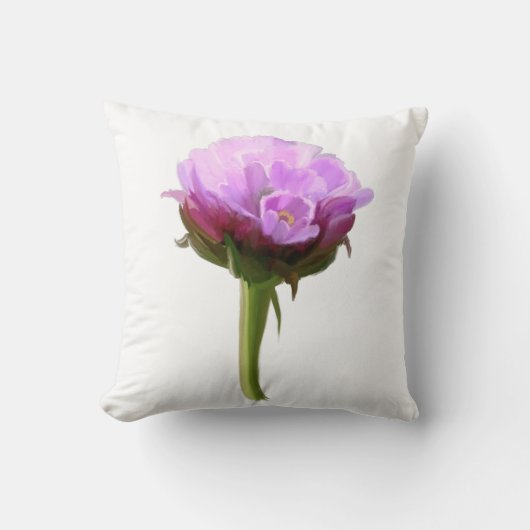シーピンク、ピンクの花、白い背景 クッション (正面)