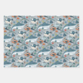 シーフィッシュの下にかわいいサメ子供の誕生日 ラッピングペーパーシート (正面2)